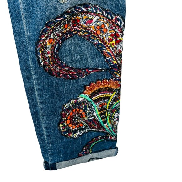 Chicos Womens Girlfriend Ankle Jeans Beaded Embroidered Distressed Size 0.5 | 6R - Picture 6 of 14